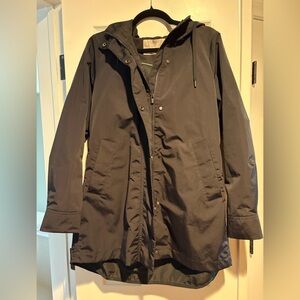 Athleta Black Hooded Rain Coat
